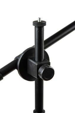 Ayarlanabilir akıllı telefon tutucu duruşu, esnek bir boyun ve sağlam bir temel, beyaz bir arka planda izole, elsiz izleme, kayıt veya video aramaları için mükemmel.