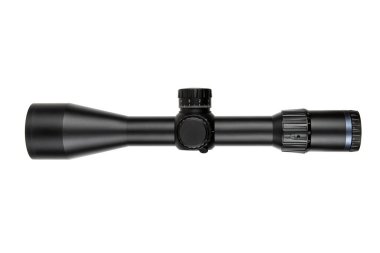 A high-quality black rifle scope with multiple adjustment knobs, precision optics, and a sleek design, ideal for hunting or tactical use. clipart