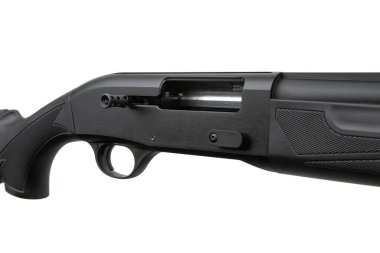 Açık cıvata ve yarı otomatik siyah bir tüfeğin alıcısı..