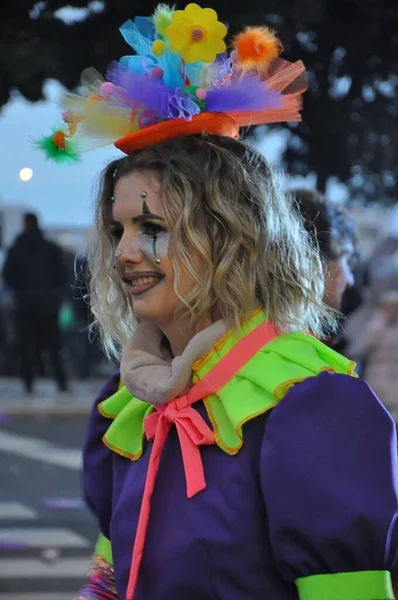 Rijeka Croácia Fevereiro 2023 Menina Bonita Posar Dia Carnaval Desfile — Fotografia de Stock