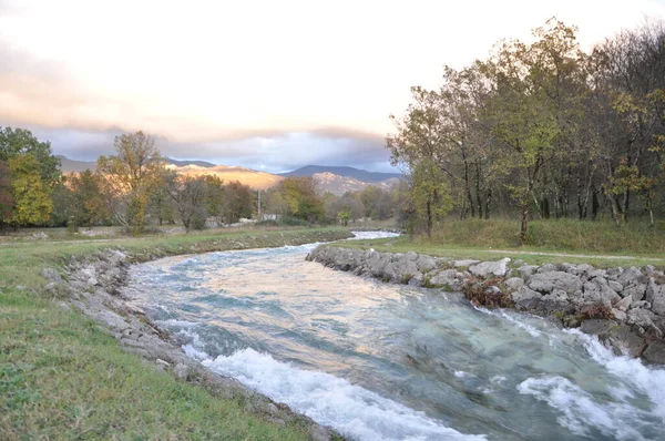 The Susica River as it flows through the village of Drazice near Rijeka city, Croatia.  This small river flows only when come heavy rain.