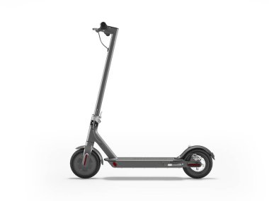 Beyaz arka planda gölgeli yürümek için modern elektrikli scooter 'ın 3B çizimi