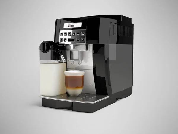 Illustratie Van Automatische Koffiemachine Met Kant Klare Mok Cappuccino Grijze — Stockfoto