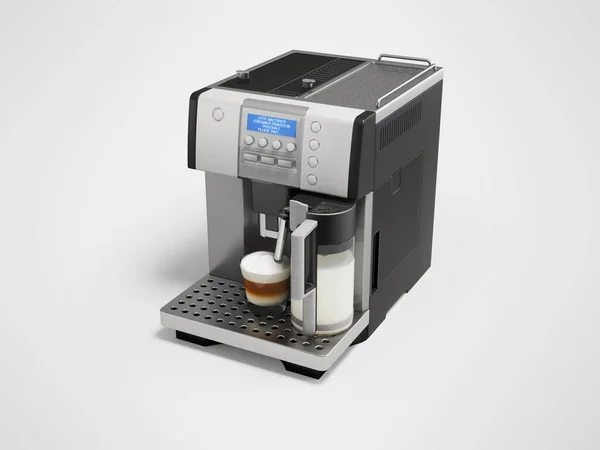 Иллюстрация Автоматической Кофеварки Автоматической Кофеваркой Приготовления Кофе Сером Фоне Тенью — стоковое фото