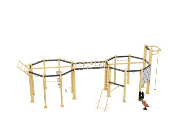 Beyaz arka planda spor koşu pisti ve alanının 3D illüstrasyonuName