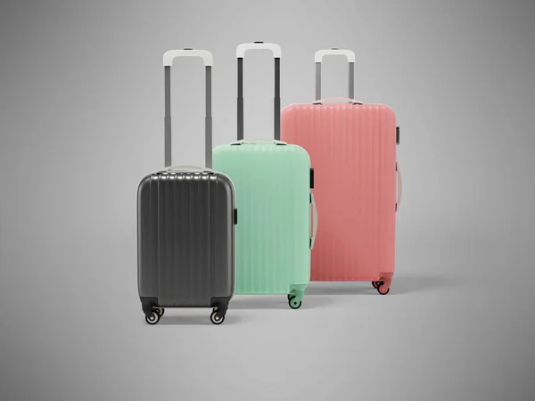 Illustration Group Large Medium Small Suitcase Wheels Tourist Travel Front — Stock Photo, Image