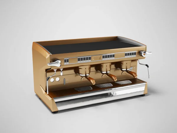 Illustratie Van Bruine Koffiezetapparaat Voor Coffeeshop Perspectief Grijze Achtergrond Met — Stockfoto