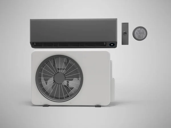 Ilustrace Moderní Sady Klimatizátorů Vzduchu Pro Chlazení Šedém Pozadí Stínem — Stock fotografie