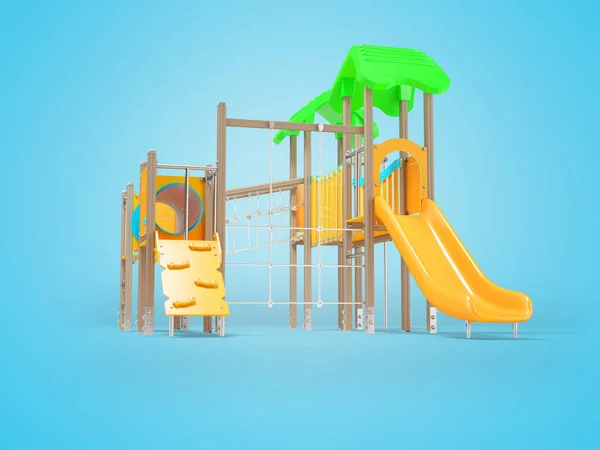 Illustrazione Parco Giochi Bambini Con Scivolo Sfondo Blu Con Ombra — Foto Stock