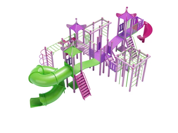 白の背景に開発のための紫のスポーツの遊び場の3Dイラスト影なし — ストック写真