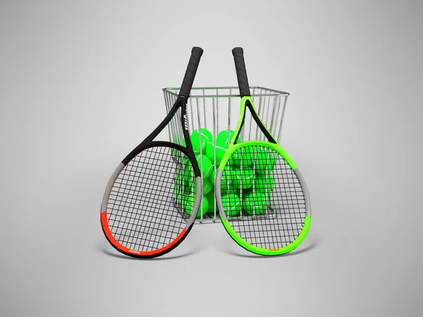 Illustratie Set Van Grote Tennis Voor Training Grijze Achtergrond Met — Stockfoto