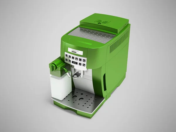 Иллюстрация Зеленой Автоматической Кофеварки Молоком Сером Фоне Тенью — стоковое фото
