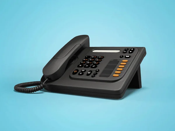 Иллюстрация Стационарного Классического Черного Проволочного Телефона Синем Фоне Тенью — стоковое фото