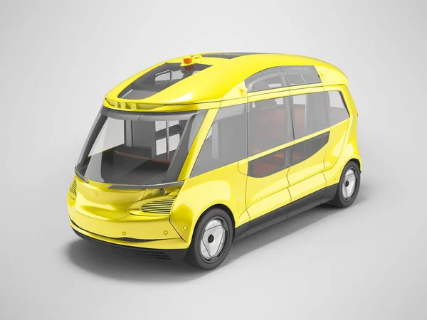 Illustration Des Gelben Unbemannten Elektrobusses Für Den Touristentransport Auf Grauem — Stockfoto