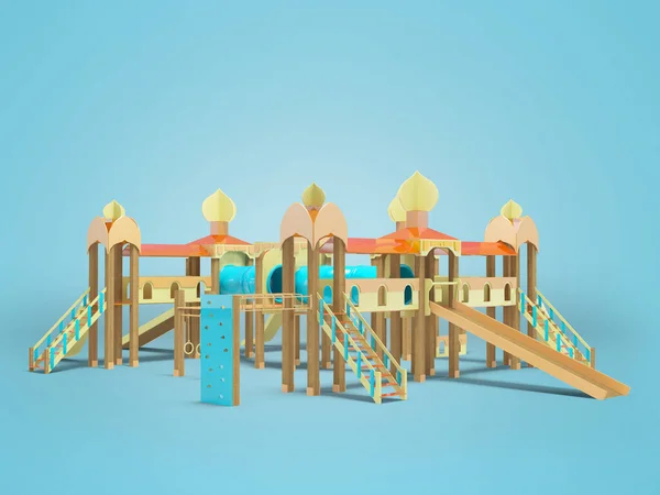 Illustrazione Grande Parco Giochi Bambini Con Scorrevoli Vista Laterale Sfondo — Foto Stock