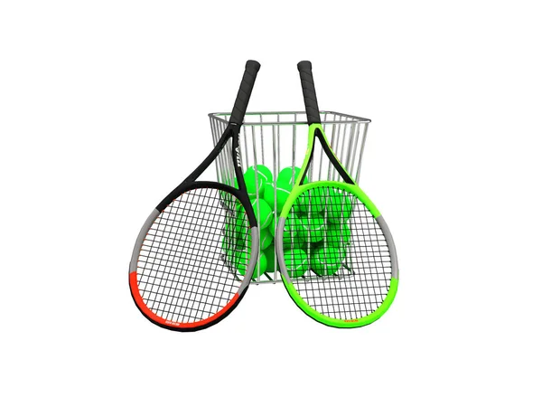 3Dイラストセットの大きなテニスのトレーニングのための白い背景なし影 — ストック写真