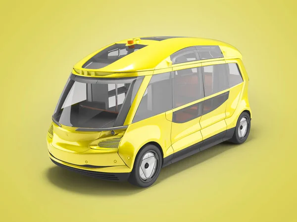 Illustration Des Gelben Unbemannten Elektrobusses Für Den Touristentransport Auf Gelbem — Stockfoto