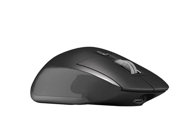 Illustration Der Schwarzen Drahtlosen Laptop Maus Auf Weißem Hintergrund Kein — Stockfoto