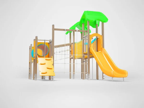 Illustration Des Spielplatzkomplexes Für Kinder Mit Rutsche Auf Grauem Hintergrund — Stockfoto