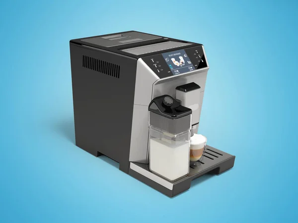 Illustration Professional Touchscreen Super Automatic Coffee Machine Blue Background Shadow — Stock Photo, Image