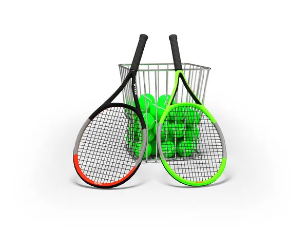 Illustration Set Big Tennis Training White Background Shadow — Stock Photo, Image