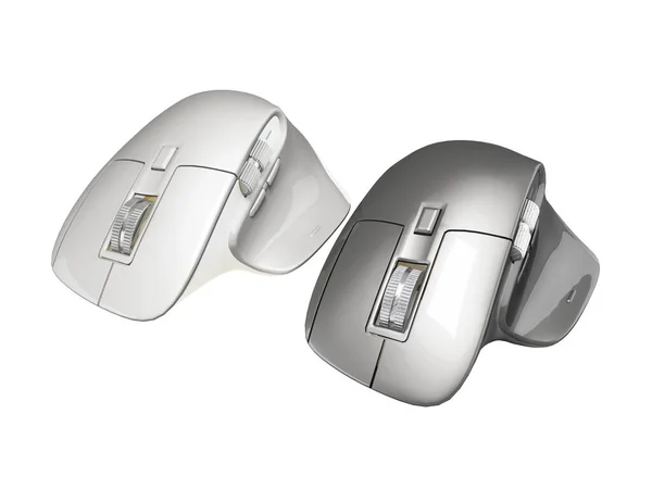 Ilustrace Profesionálních Dvou Moderních Počítačových Myší Pro Práci Bílém Pozadí — Stock fotografie