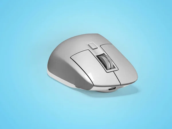 3d illustration of wireless laptop mouse on blue background with shadow