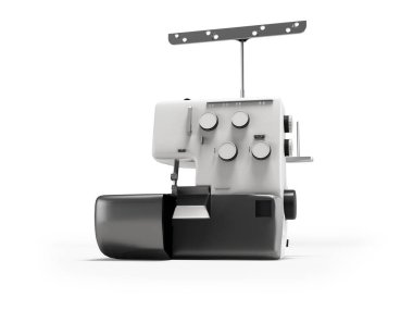 3D illustration of overlock sewing machine for work on white background with shadow