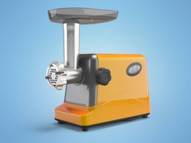 Mutfakta gölgesi olan turuncu elektrikli et öğütücüsünün üç boyutlu çizimi