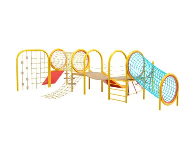 Beyaz arkaplandaki çocuklar için oyun parkının 3D çizimi