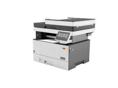 Beyaz arkaplandaki uygulamaları seçmek için görüntüsü olan evrensel yazıcı tarayıcısının 3d resimlemesiName