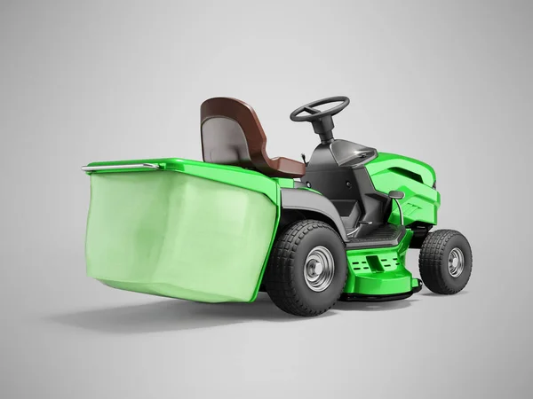 Ilustración Verde Jardín Mini Tractor Cortacésped Con Vista Trasera Contenedor — Foto de Stock