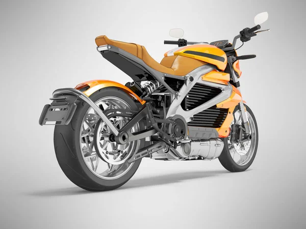 Illustration Eines Orangefarbenen Elektro Motorrads Für Städtereisen Vorderansicht Auf Grauem — Stockfoto