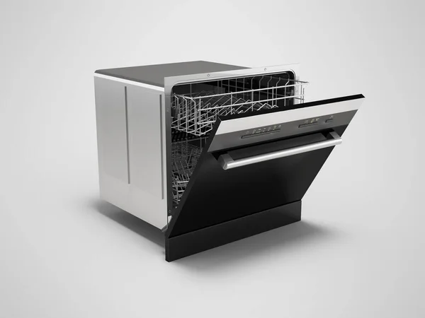 Иллюстрация Встроенной Электрической Посудомоечной Машины Программами Мытья Посуды Сером Фоне — стоковое фото
