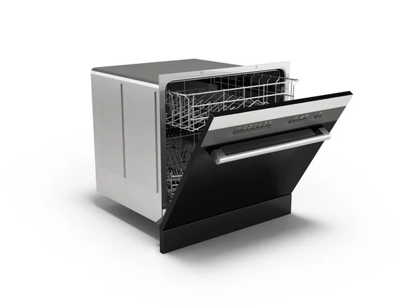 Иллюстрация Встроенной Электрической Посудомоечной Машины Программами Мытья Посуды Белом Фоне — стоковое фото