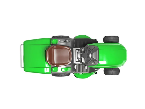 Ілюстрація Зеленого Газону Косіння Трактора Вид Зверху Білому Тлі Тіні — стокове фото