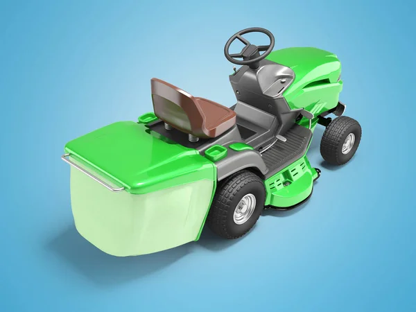 Ilustración Tractor Verde Para Cortar Césped Con Contenedor Para Hierba —  Fotos de Stock