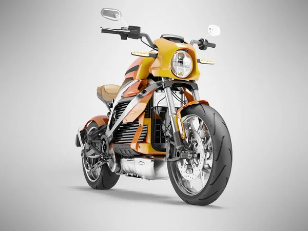 Illustration Von Orangefarbenem Elektro Motorrad Sport Für Stadtfahrten Frontansicht Auf — Stockfoto