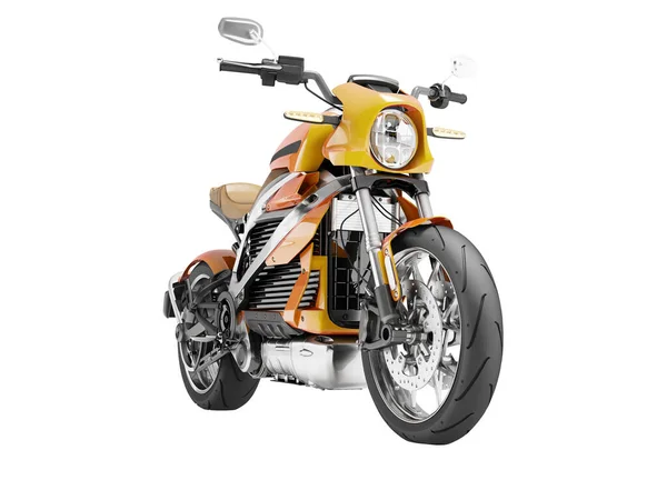 Illustration Von Orangefarbenem Elektro Motorrad Sport Für Stadtfahrten Frontansicht Auf — Stockfoto