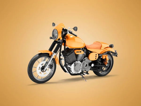 Illustration Von Orangefarbenen Sportmotorrädern Auf Orangefarbenem Hintergrund Mit Schatten — Stockfoto