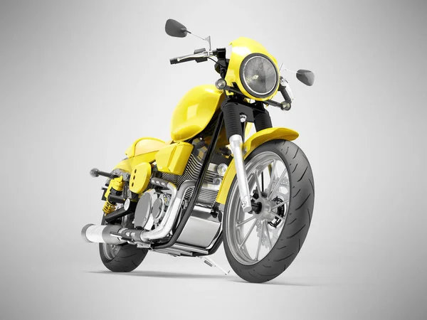 Illustration Des Gelben Sportmotorrads Vorderansicht Auf Grauem Hintergrund Mit Schatten — Stockfoto