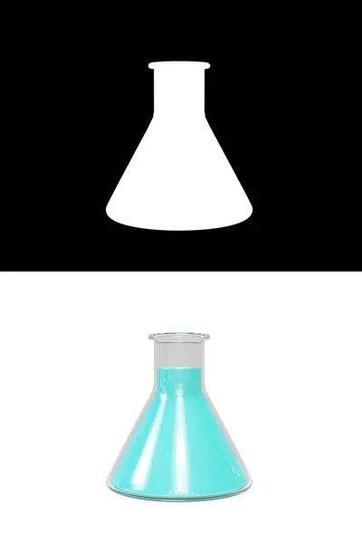 파란색 액체가 시험관 렌더링 아이콘 — 스톡 사진