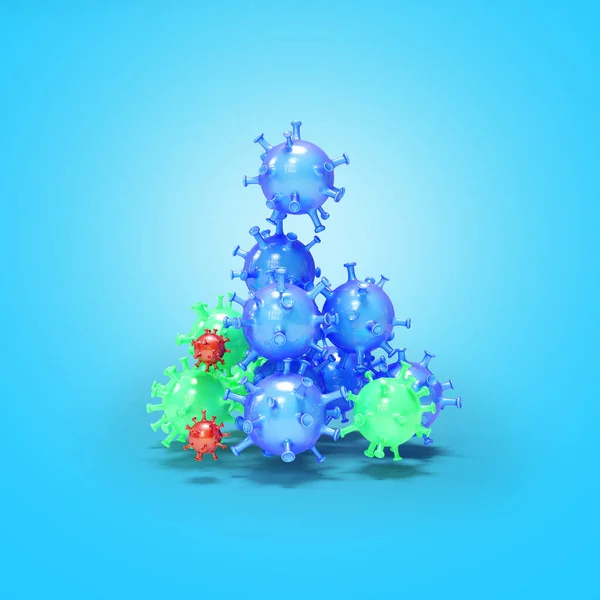 病毒和细菌从上面的3D图片说明中消失在蓝色的背景中 带有阴影 — 图库照片
