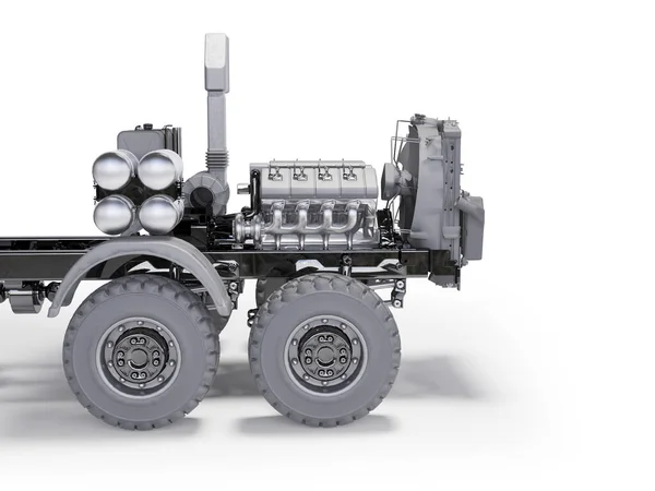 Camion Radiator Răcire Motorului Fără Cabină Ilustrație Fundal Alb Umbră Imagine de stoc