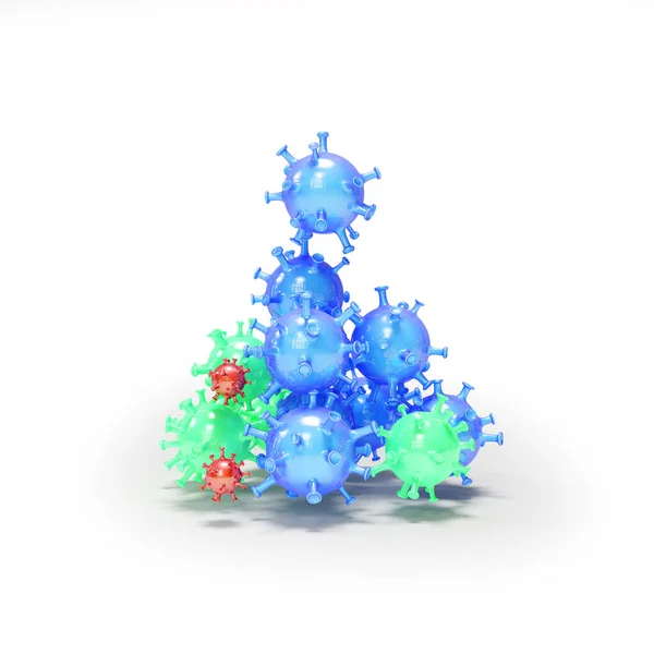 Virussen Bacteriën Vallen Van Boven Illustratie Witte Achtergrond Met Schaduw Stockfoto