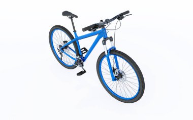 Hızlı sürüş için 3D çizim yol motosikleti mavisi. Beyaz arka planda gölgeli izole edilmiş.