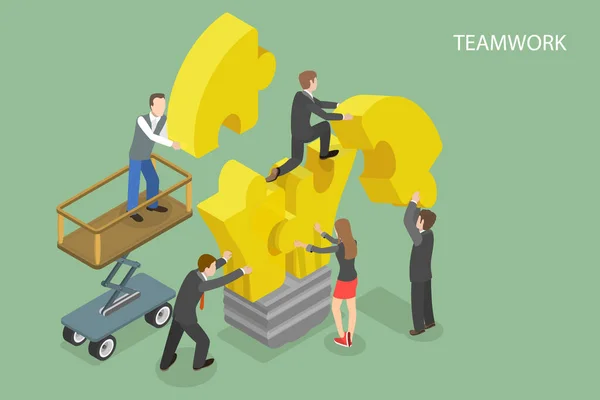 Isometrische Platte Vector Conceptuele Illustratie Van Teambuilding Teamwork Samenwerking — Stockvector