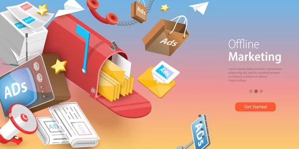 Vector Conceptual Illustration Offline Marketing Outbound Advertising Approach — Wektor stockowy