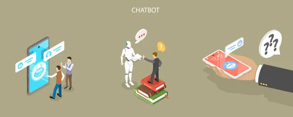 Isometric Flat Vector Conceptual Illustration Chatbot Customer Support Assistant — 스톡 벡터