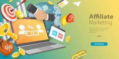 Üye Pazarlama, Referans Programı Stratejisinin 3B Vektör Kavramsal İllüstrasyonu